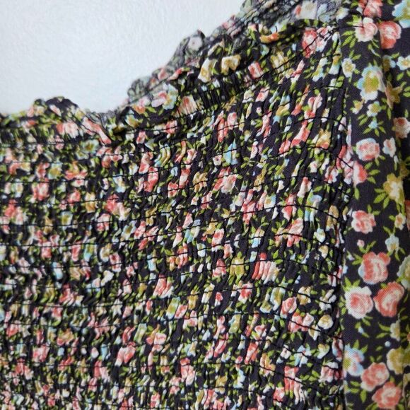 NEVER WORN DRESS FORUM RUCHED SMOCKED DITSY FLORAL BOHO TOP SIZE M - Picture 8 of 13